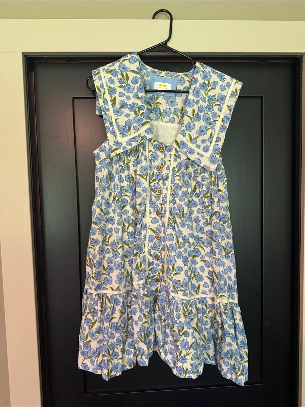 Maeve Blue & Green Floral Button-Front Sundress